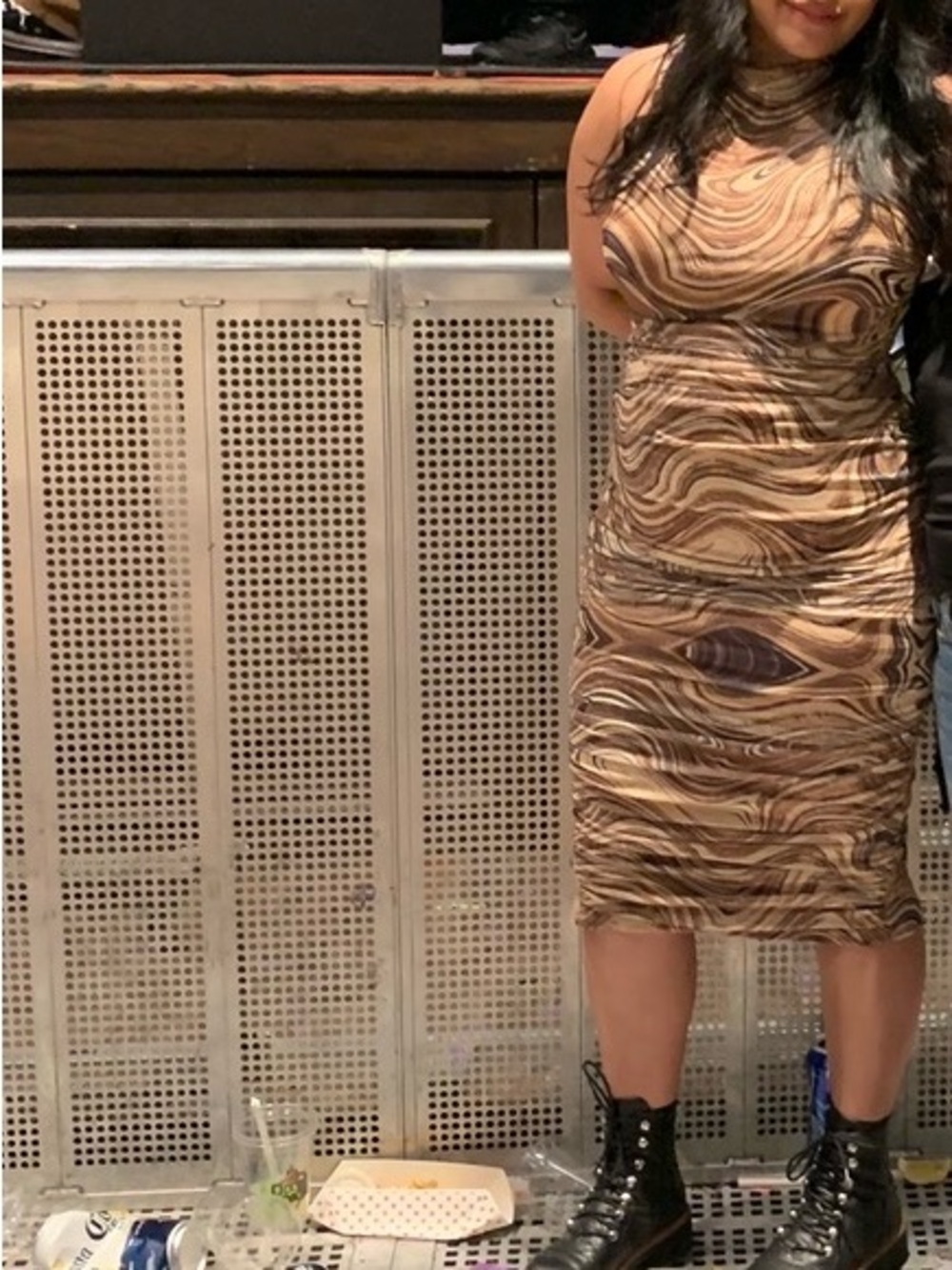 privy Brown Swirl Midi Bodycon Dress